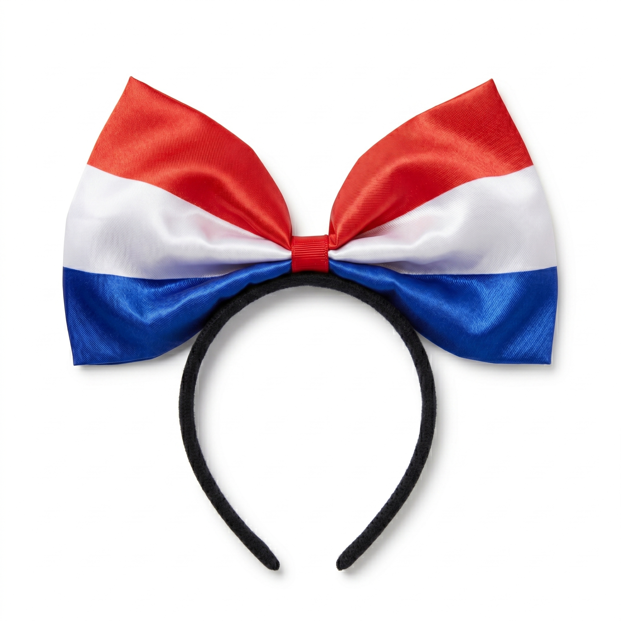 Diadeem met rood-wit-blauw strik van vooraf te zien met een witte achtergrond.