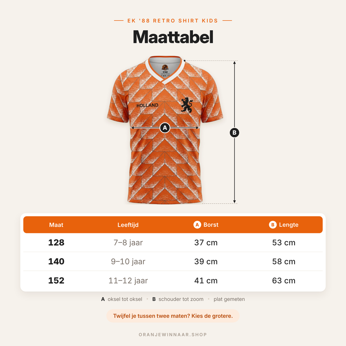 EK '88 Retro Voetbalshirt Kids – Nederlands Elftal (maat 128-152)